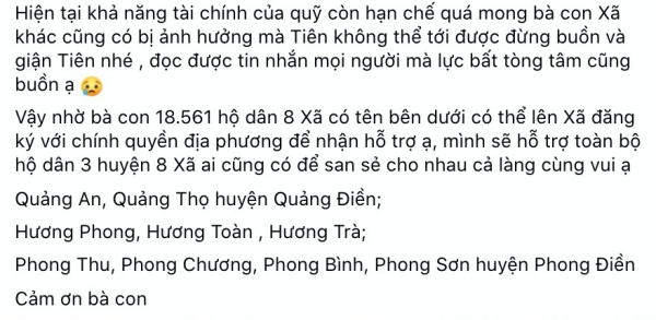 Thủy Tiên thông báo: Không còn đủ tiền nên giảm số nhà chống lũ để có thể giúp được nhiều người dân-2