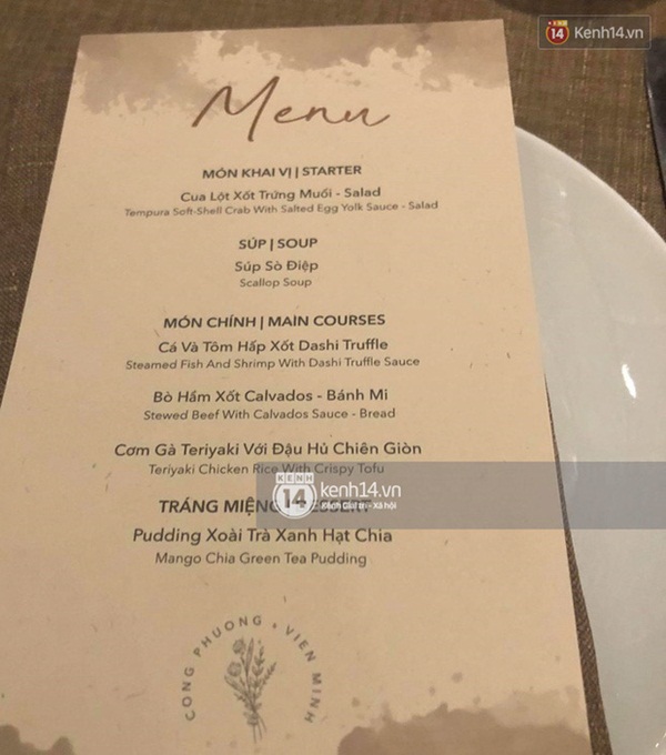 Lộ thực đơn tiệc cưới phong cách châu Âu - Nhật Bản do đích thân Công Phượng và Viên Minh lựa chọn-1