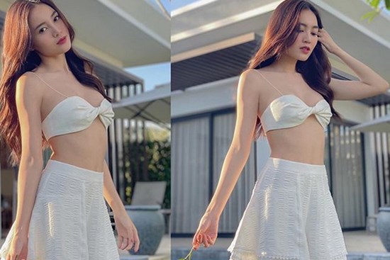 Ninh Dương Lan Ngọc diện áo bra ngắn cũn không bằng 1 gang tay