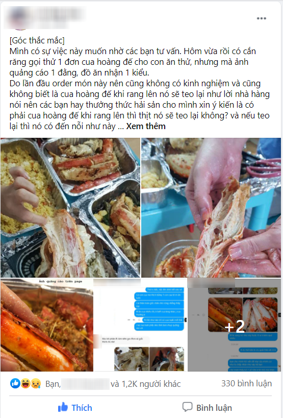 Cắn răng chi 3,5 triệu mua cua hoàng đế, tới khi nhận mẹ trẻ tá hỏa vì cua teo tóp, thịt dính hết vào vỏ, dân mạng khuyên: Đòi tiền ngay!-1