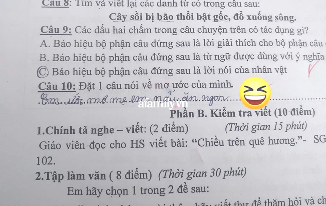 Cô giáo ra đề bài Ước mơ của em là gì, học sinh lớp 4 trả lời vỏn vẹn 8 chữ mà khiến người mẹ đọc xong ngượng chín cả mặt-1