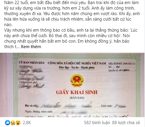 Bỏ bạn gái khi mang bầu, 4 năm sau quay lại nhận con nhưng nhìn giấy khai sinh trên tay cô mà anh chàng tái mặt-1