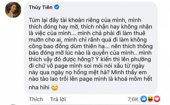 Bị anti-fan công kích chuyện đóng mở tài khoản, Thủy Tiên nổi đóa thách thức: Mình thích vậy đó được không?-2