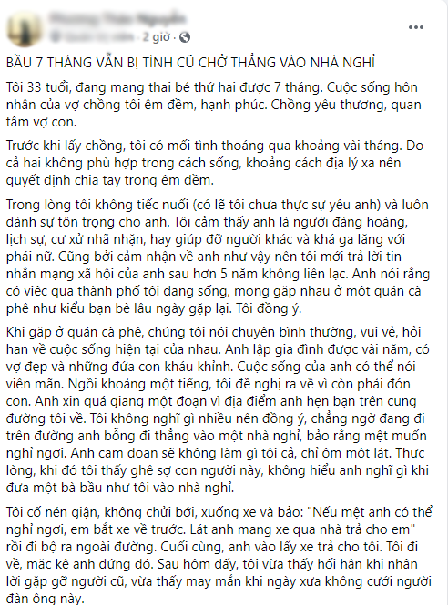 Bầu 7 tháng vẫn hồn nhiên đi gặp người yêu cũ và cái kết mẹ bầu bị đưa thẳng vào nhà nghỉ-1