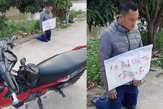 Nhiều lần đòi nợ không thành, chủ nợ bất lực quỳ gối cầm biển cầu xin con nợ trả tiền?