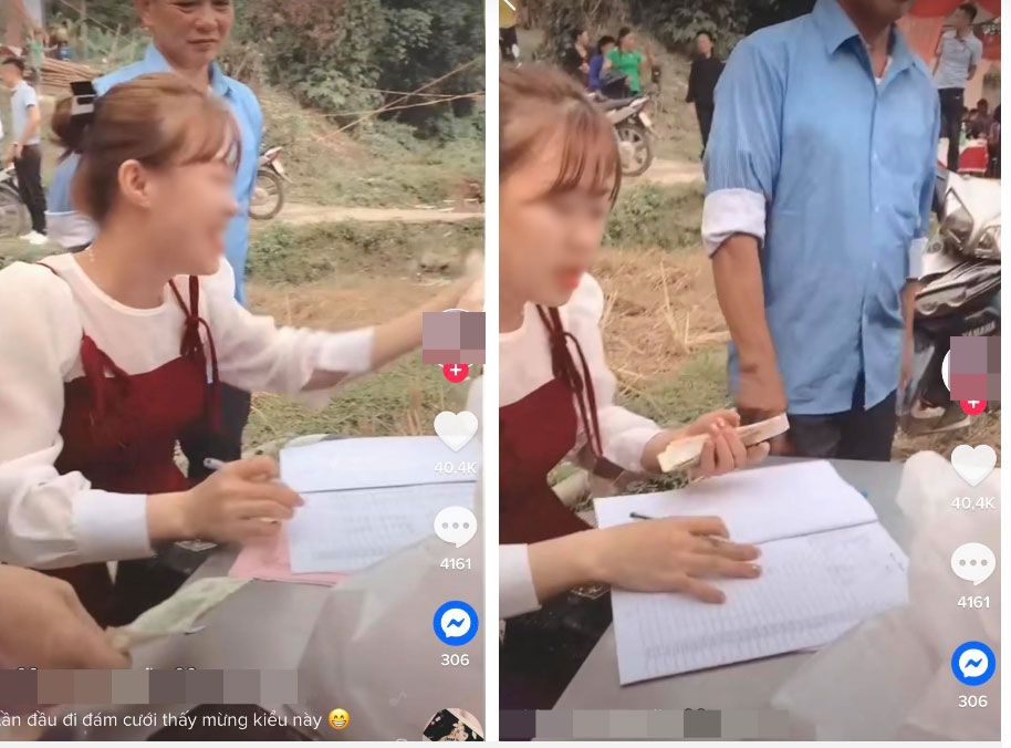 Giữa đám cưới vui vẻ bỗng dưng xuất hiện cô thu ngân đếm tiền như lãi suất ngân hàng, hỏi mới biết hóa ra là cách mừng cưới khiến ai nấy bất ngờ-2