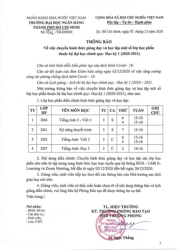 Giảng viên là F1 của BN 1342, thêm 1 trường ĐH cho sinh viên nghỉ học-1