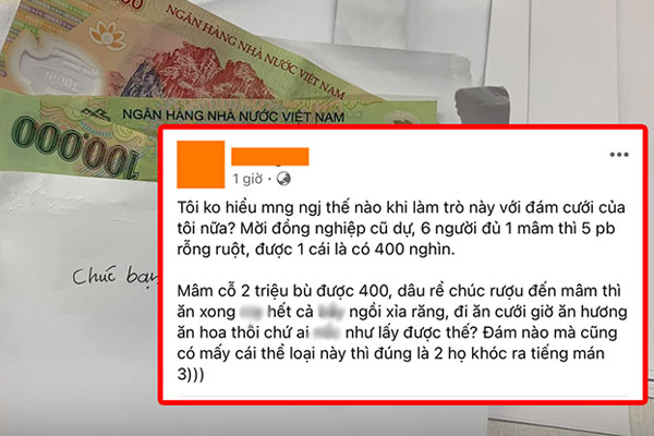 Bóc phong bì sau tiệc cưới, cô dâu sốc nặng vì bàn đi đủ 6 người mà 5 phong bì rỗng, chiếc còn lại 400k-1