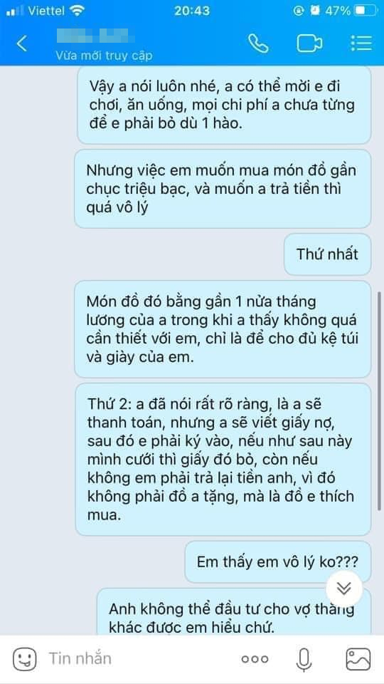 Quen phải cô bạn gái đào mỏ”, chàng trai đồng ý thanh toán nhưng xin viết giấy nợ khiến cô nàng thay đổi 180 độ: Tôi đúng hay sai?”-3