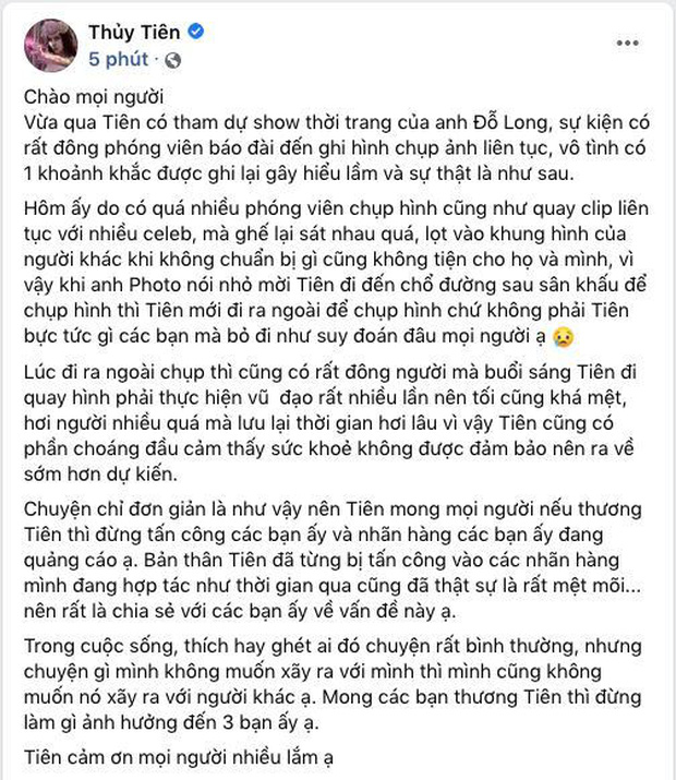 Thuỷ Tiên đăng status làm rõ clip nghi vấn Linh Chi - Lan Ngọc thái độ, nói về việc nhóm bạn này bị antifan khủng bố-1