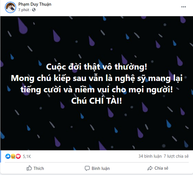 MXH Việt bàng hoàng trước sự ra đi của danh hài Chí Tài: Cúi đầu tiễn biệt chú, nụ cười tuổi thơ của con!-10