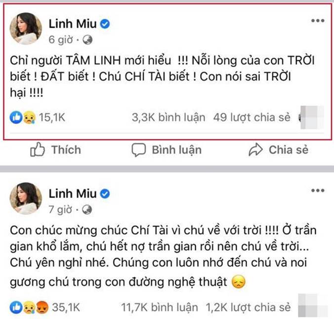Động thái mới tiếp tục gây phẫn nộ của Linh Miu sau khi chúc mừng Chí Tài vì chú về với trời-2
