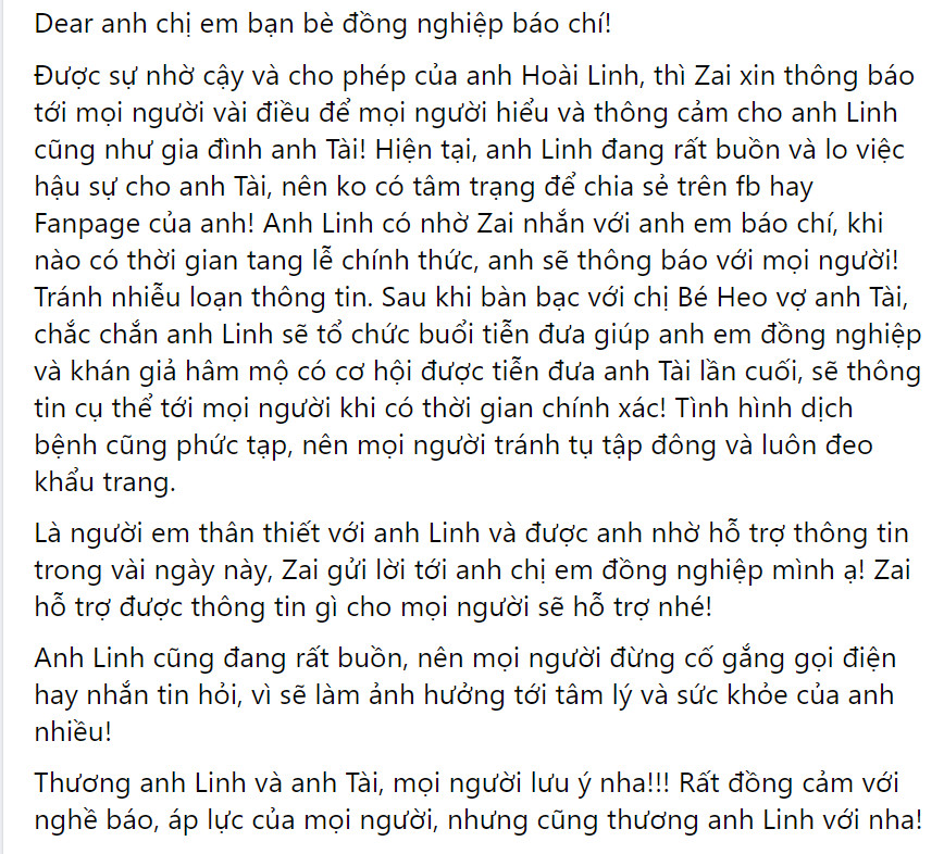 Người quen Hoài Linh tiết lộ về tình trạng hiện tại của danh hài và thông tin về lễ tang nghệ sĩ Chí Tài-4