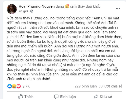 Chồng Việt Hương hé lộ tình trạng hiện tại của bà xã Chí Tài, không ai dám khơi sâu thêm nỗi đau-1