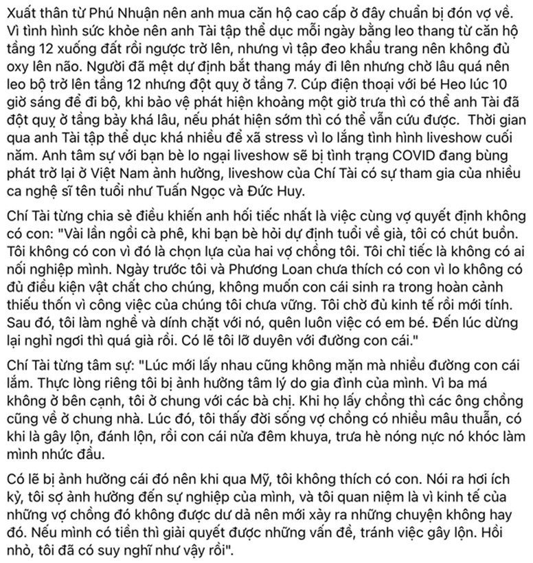 Xót xa cuộc gọi cuối cùng của NS Chí Tài với bà xã ở Mỹ vài tiếng trước khi qua đời và nguyện vọng mua nhà để đoàn tụ-2