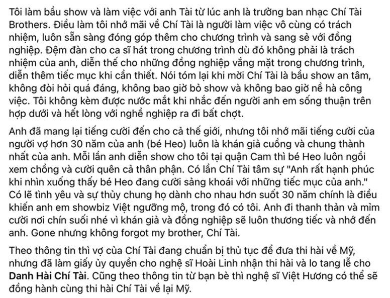 Xót xa cuộc gọi cuối cùng của NS Chí Tài với bà xã ở Mỹ vài tiếng trước khi qua đời và nguyện vọng mua nhà để đoàn tụ-3