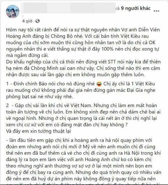 Bạn thân tiết lộ nguyên nhân Hoàng Anh bỏ vợ: Việt Kiều rau muống, ăn cháo đá bát, chửi chồng thậm tệ-4