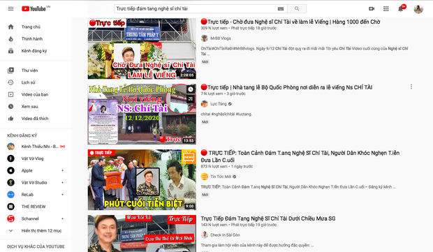 Hàng chục kênh YouTube đăng video giả Trực tiếp đám tang Nghệ sĩ Chí Tài để câu view, cộng đồng phẫn nộ, phản ứng gay gắt-1
