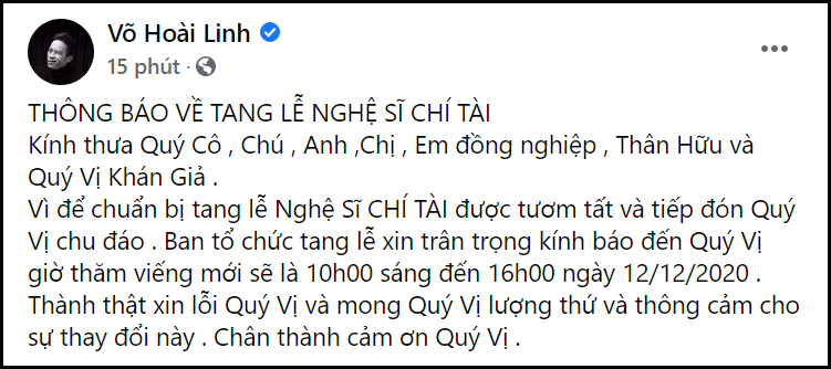 Phút cuối tiễn biệt cố nghệ sĩ Chí Tài, MC Kỳ Duyên nghẹn ngào: Tạm biệt anh, người nghệ sĩ duy nhất không có anti-fan.-4