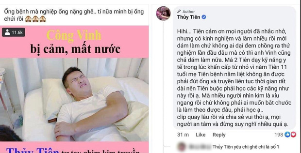 Gây tranh cãi dữ dội vì tự tay truyền nước biển cho Công Vinh, Thuỷ Tiên lên tiếng nhanh chóng nhưng vẫn bị phản đối-2
