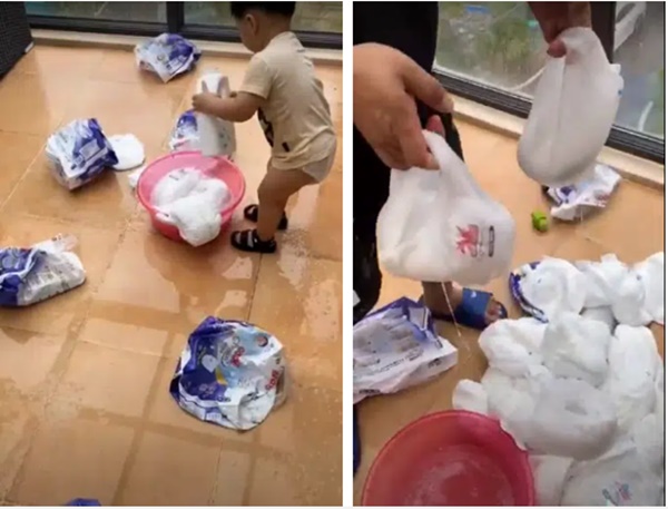 Thấy nhà cửa im ắng lạ thường, bố đi tìm con trai thì ngã ngửa với thảm cảnh trong khu giặt đồ-1