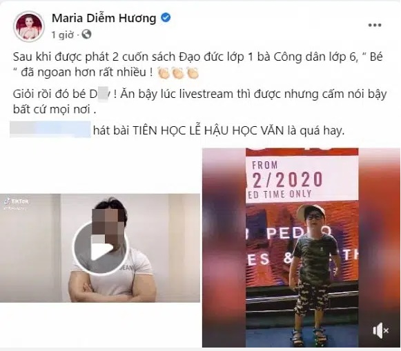 Đang được khen ngợi về cách dạy con, Hoa hậu Diễm Hương bỗng bị ném đá tơi bời vì so sánh con trai với người xúc phạm cố NS Chí Tài-1