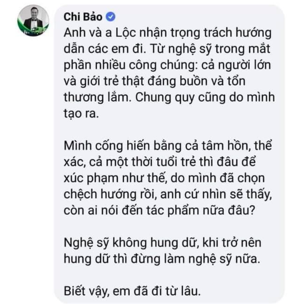 Chi Bảo lên tiếng giải thích rõ về phát ngôn Hung dữ thì đừng làm nghệ sĩ nữa giữa lùm xùm gymer lăng mạ cố NS Chí Tài-1