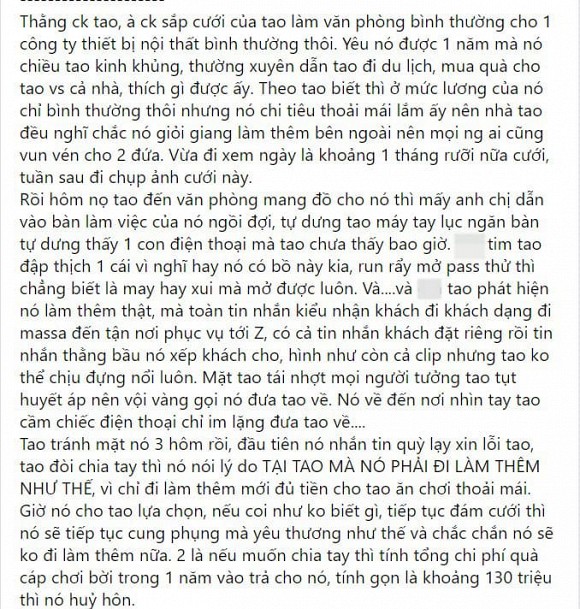 Phát hiện chồng sắp cưới là trai bao, cô gái bị hăm dọa: Nếu hủy hôn phải trả lại 130 triệu tiền quà trong 1 năm yêu nhau-1