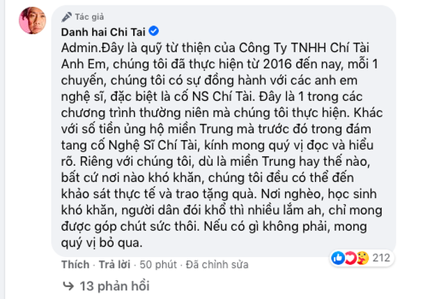 Ekip bắt đầu thực hiện di nguyện của cố NS Chí Tài: Không chỉ cứu trợ miền Trung mà còn có chuyến từ thiện thường niên-2