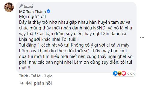 Bị nghi ngờ cà khịa Cát Phượng, Trấn Thành vội vã giải thích: Làm ơn đừng suy diễn-1