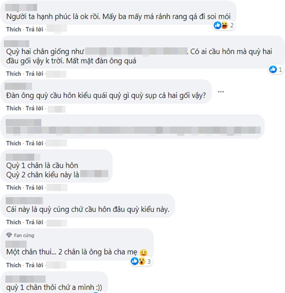 Fan tranh cãi khi Quý Bình quỳ gối sai cách khi cầu hôn bà xã: Quỳ 2 chân, mất mặt đàn ông-3