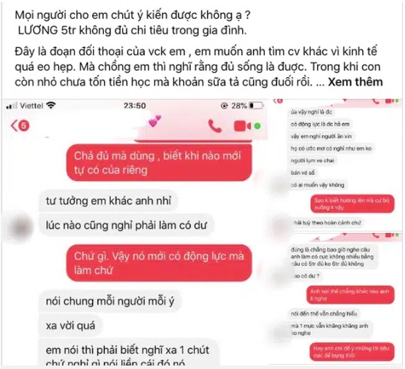 Màn đối đáp đầy phẫn nộ của người chồng làm lương tháng 5 triệu, vợ động viên thì quay sang gắt gỏng, đưa ra so sánh vô lí gây bức xúc-1