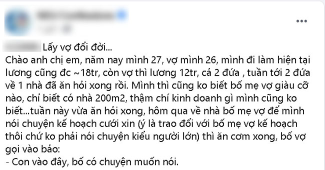 Anh chàng tốt số lên facebbook khoe lấy vợ đổi đời, vừa chuẩn bị cưới đã được bố vợ cho 5 tỷ, dân mạng cười khẩy-1