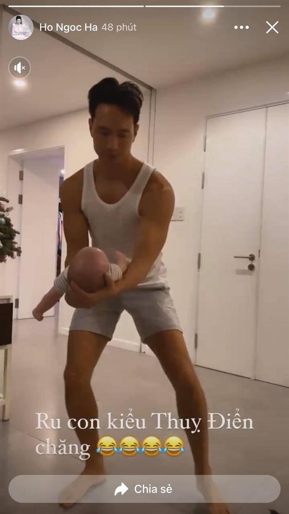 Hồ Ngọc Hà cười khổ trước cách ru con hài hước của Kim Lý-2