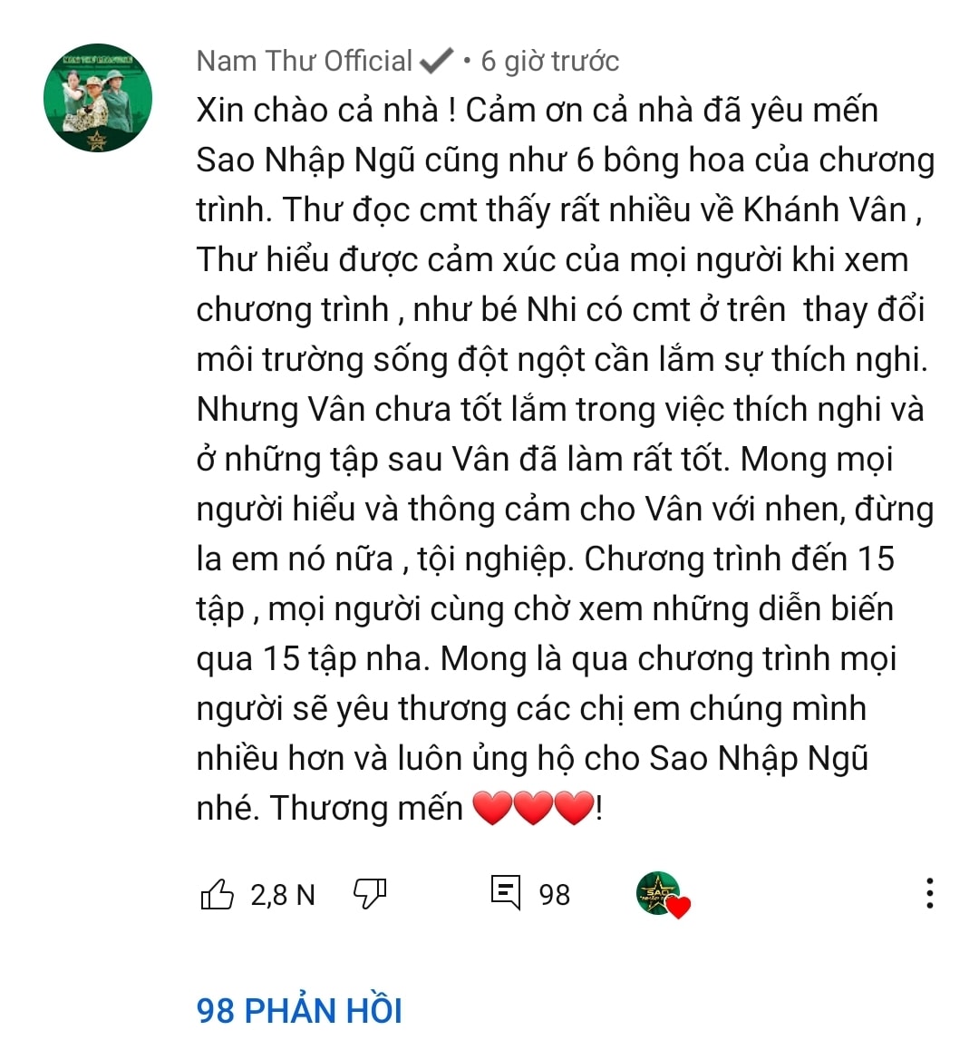 Khánh Vân bị cư dân mạng chỉ trích, hội chị em Sao nhập ngũ lập tức lên tiếng bênh vực-4