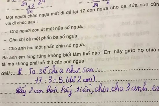 Cô giáo gửi bài giải của con về, bà mẹ 
