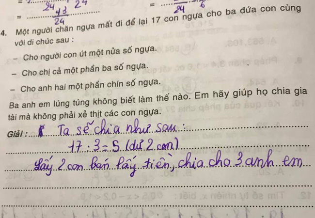 Cô giáo gửi bài giải của con về, bà mẹ muối mặt trong khi cư dân mạng cười rần rần không dứt, lại còn khen đứa trẻ thông minh và thực tế-1