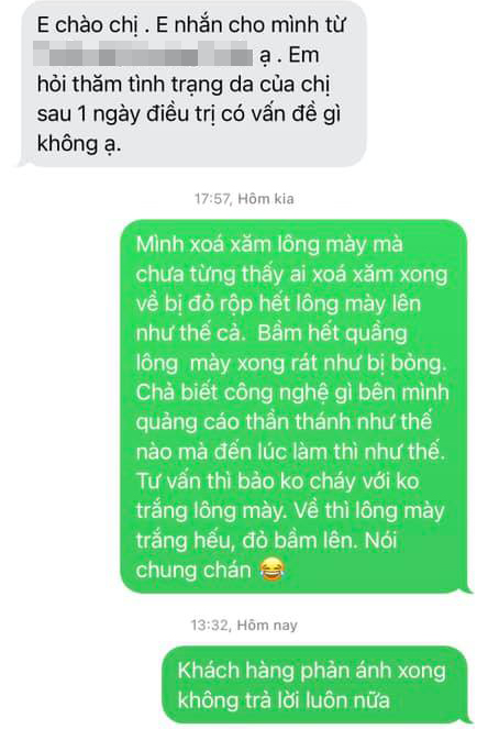 Cô gái đăng đàn bức xúc vì xóa xăm lông mày để lại vết bầm đỏ, lơ thơ sợi bạc, thẩm mỹ viện chính thức lên tiếng-3