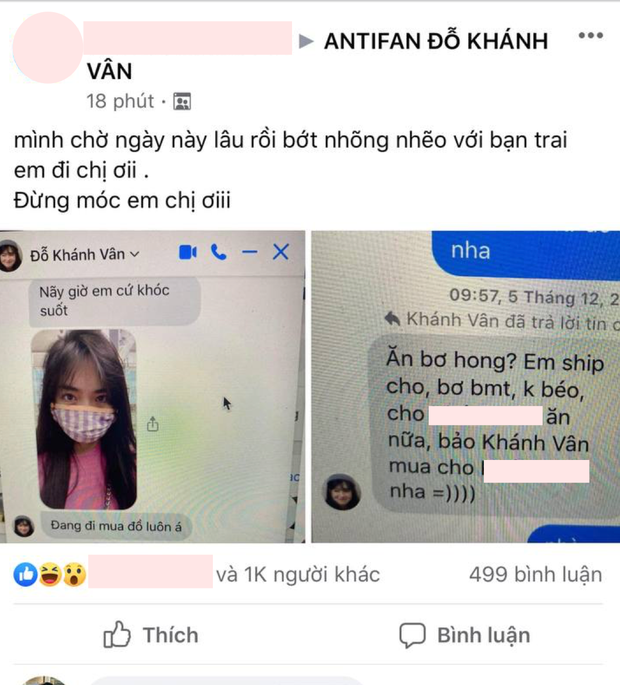 Khánh Vân bị tố thả thính trai đã có bồ, lộ cả đoạn chat nhõng nhẽo” trong group antifan-2