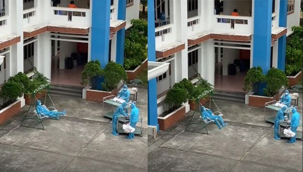 Khoảnh khắc siêu dễ thương của cán bộ khu cách ly ngày đầu năm mới: Yêu nước nhưng vẫn không quên yêu đời-1