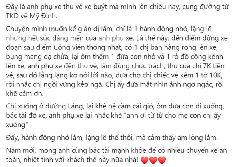 Người phụ nữ bán hàng rong bụng mang dạ chửa vừa bước lên xe buýt, anh phụ xe có hành động lặng lẽ làm tan chảy trái tim bao người-2