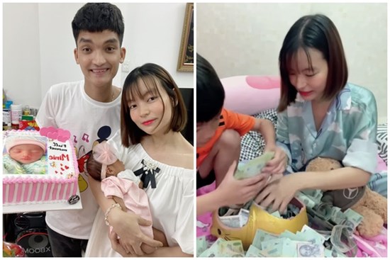 Tròn 1 tháng tuổi, con gái Mạc Văn Khoa ngày càng đáng yêu, gia nhập hội rich kid khi được bố mẹ tặng quà hơn 250 triệu đồng