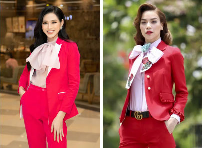 Hoa hậu Đỗ Thị Hà giật spotlight nhờ suits đỏ nổi bần bật, netizen đồng loạt thắc mắc: Ủa sao giống Hà Hồ vậy?-2