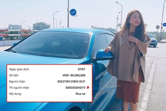 Rửa xe hết 90 ngàn, Vân Hugo 'lỡ dại' chuyển khoản nhầm thành 90 triệu