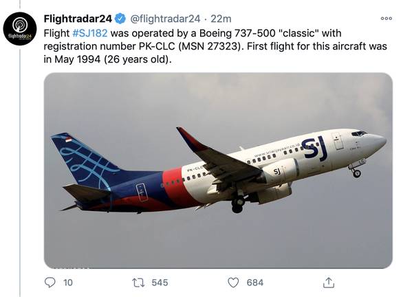 Xác nhận máy bay Boeing 737 chở 62 người tại Indonesia rơi xuống biển sau 5 phút cất cánh, không thấy dấu hiệu người sống sót-1