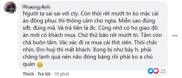 Shipper không mặc đồng phục do trời quá lạnh bị chủ quán thịt xiên nổi tiếng khu Chùa Láng chửi bới, dân tình phẫn nộ đánh giá 1 sao trên fanpage-2