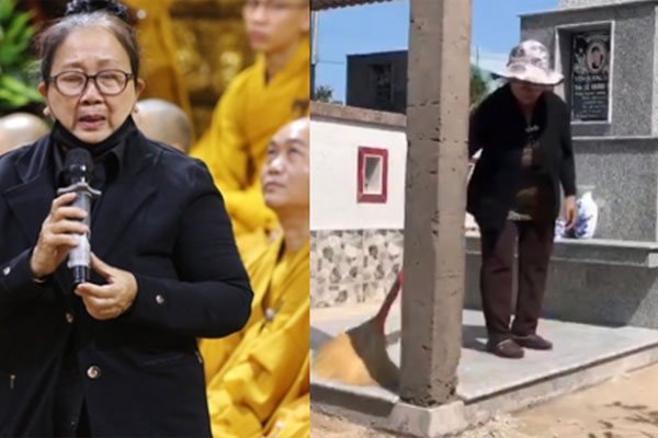 Hậu ồn ào chuyện gia đình, vợ cố ca sĩ Vân Quang Long lặng lẽ ngồi cắm hoa viếng chồng-6