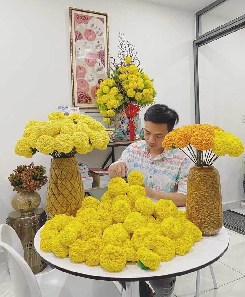 Hoa đào len sợi, giá chục triệu vẫn khó mua chơi Tết-6