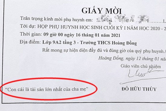 Giấy mời họp phụ huynh hot nhất MXH hôm nay: Chỉ một dòng chữ đủ khiến bố mẹ phải bật dậy