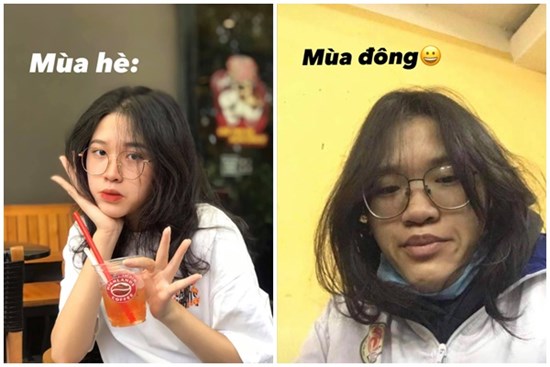 Nữ sinh khác một trời một vực khi đi học mùa hè và mùa đông: Ai bảo nhan sắc không thể đổi trắng thay đen!